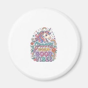 Einhorn Groovy Horn Gute Vibes Charmante POD Kunst Magnet
