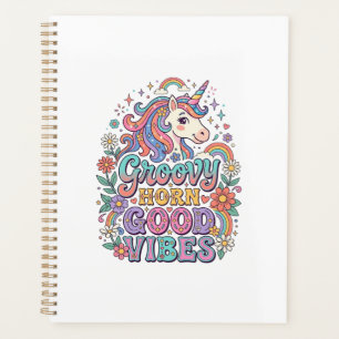 Einhorn Groovy Horn Gute Vibes Charmante POD Kunst Planer