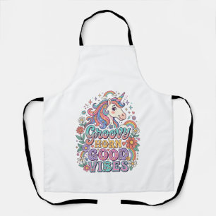 Einhorn Groovy Horn Gute Vibes Charmante POD Kunst Schürze