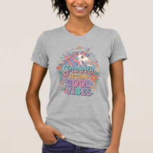 Einhorn Groovy Horn Gute Vibes Charmante POD Kunst T-Shirt