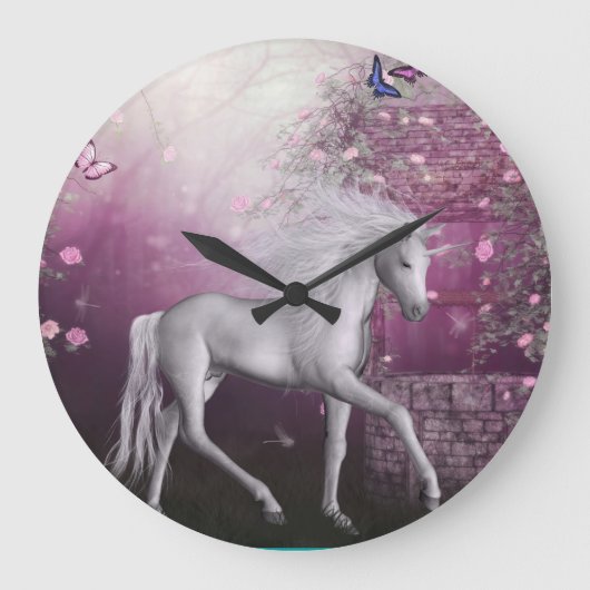 Einhorn Große Wanduhr (Vorderseite)