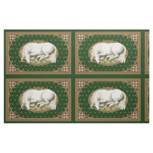 Einhorn-grünes Mittelalter 1/4 yd Panel Stoff
