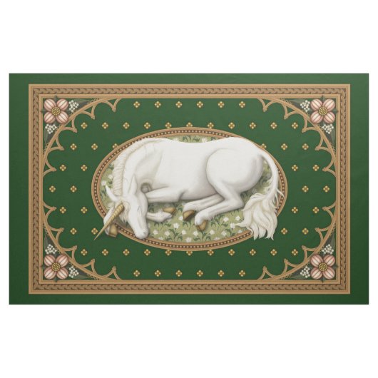 Einhorn-grünes mittelalterliches 1-Yd-Panel Stoff (Yard (91,4 cm))