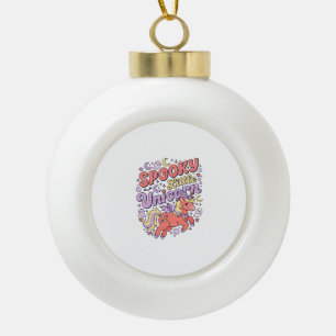 Einhorn Gruseliges kleines Einhorn Whimsical Weiße Keramik Kugel-Ornament