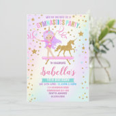 Einhorn Gymnastik Geburtstag Einladung (Stehend Vorderseite)