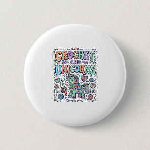 Einhorn-Häkel- und Einhörner Kawaii-Aufkleber und  Button