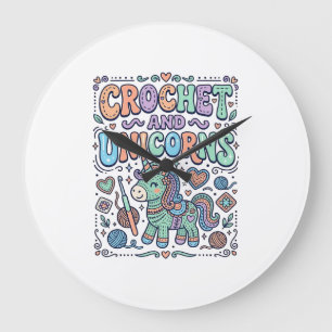 Einhorn-Häkel- und Einhörner Kawaii-Aufkleber und  Große Wanduhr