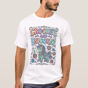 Einhorn-Häkel- und Einhörner Kawaii-Aufkleber und  T-Shirt