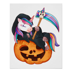 Einhorn Halloween Sicherheitskostüm Tochter Kürbis Poster