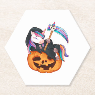Einhorn Halloween Sicherheitskostüm Tochter Kürbis Untersetzer
