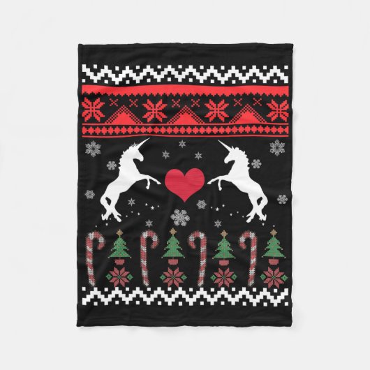 Einhorn hässliche Weihnachtspullover-Party  Fleecedecke (Vorderseite)