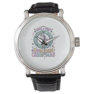 Einhorn hat ein sehr Einhorn-Weihnachten Fett Typo Armbanduhr