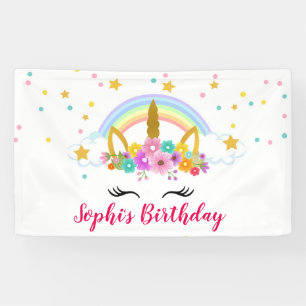 Einhorn-Hauptgoldhorn mit Blumen Fahne Banner