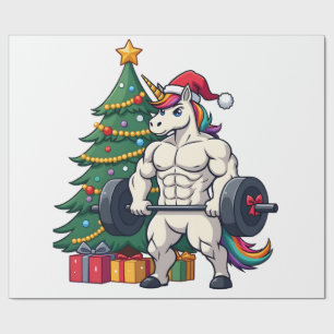 Einhorn hebt Weihnachts-Gewichtheben Deadlift G Geschenkpapier