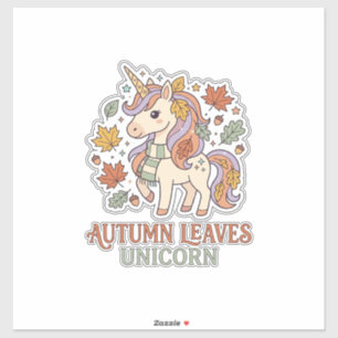 Einhorn Herbstblätter Einhorn Grafikdesign Merch Aufkleber