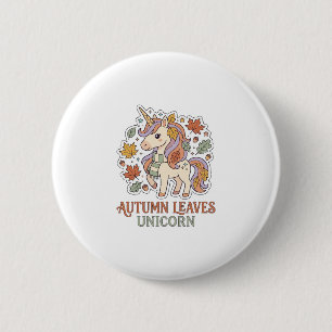 Einhorn Herbstblätter Einhorn Grafikdesign Merch Button