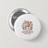 Einhorn Herbstblätter Einhorn Grafikdesign Merch Button (Vorne & Hinten)