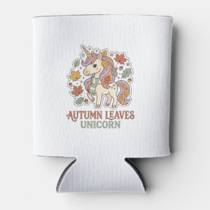 Einhorn Herbstblätter Einhorn Grafikdesign Merch Dosenkühler