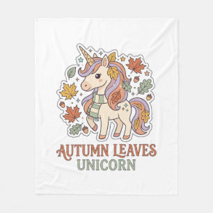 Einhorn Herbstblätter Einhorn Grafikdesign Merch Fleecedecke