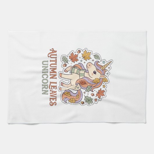 Einhorn Herbstblätter Einhorn Grafikdesign Merch Geschirrtuch (Horizontal)