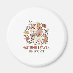 Einhorn Herbstblätter Einhorn Grafikdesign Merch Magnet