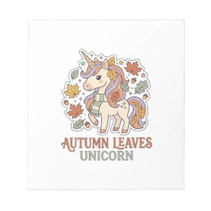 Einhorn Herbstblätter Einhorn Grafikdesign Merch Notizblock