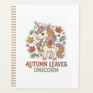 Einhorn Herbstblätter Einhorn Grafikdesign Merch Planer