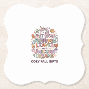 Einhorn Herbstblätter und Einhorn-Träume Fett Typo Untersetzer