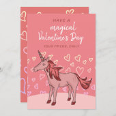 Einhorn Herzkids Unterricht Valentinstag Feiertagskarte (Vorne/Hinten)