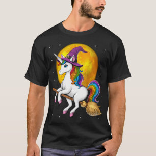 Einhorn-Hexe auf einem Besen reitend T-Shirt