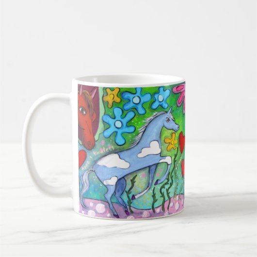 Einhorn + Himmel-Pferdekaffee-Tasse Kaffeetasse (Links)