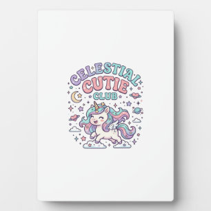 Einhorn Himmels-Cutie-Club Retro-Stil Produkt G Fotoplatte