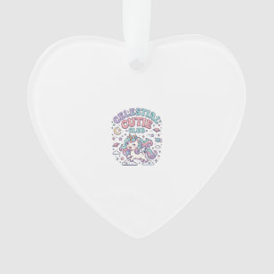 Einhorn Himmels-Cutie-Club Retro-Stil Produkt G Ornament