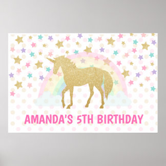 Einhorn-Hintergrund, Einhorn-Geburtstag Poster