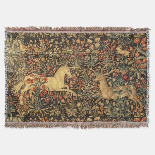 Einhorn & Hirsch Mittelalterlicher Teppich Decke (Vorderseite)