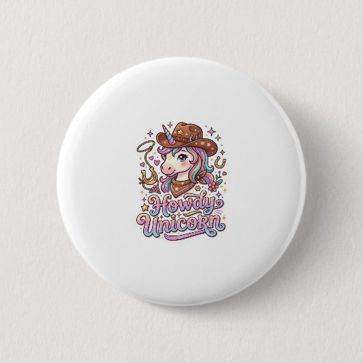 Einhorn Howdy Einhorn Geschenkidee Aufkleber und S Button (Vorderseite)