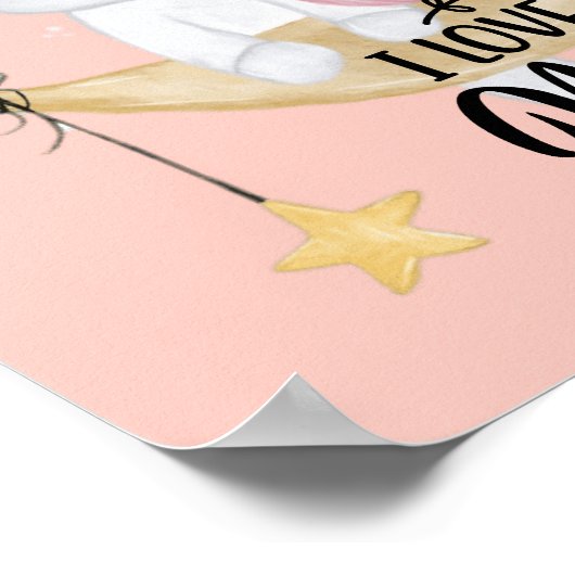 Einhorn I Liebe dich zum Mond und Backposter Poster (Ecke)