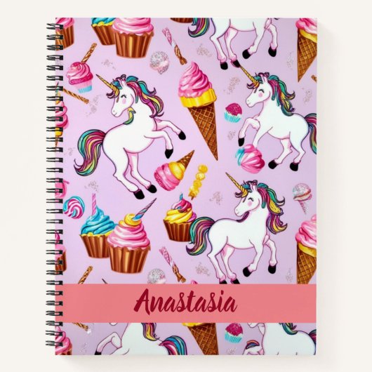 Einhorn Ice Cream Cone Muster Notizblock (Vorderseite)