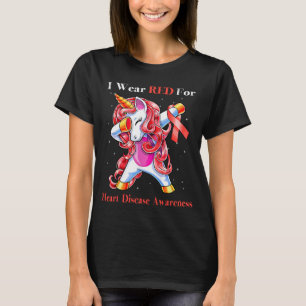 Einhorn Ich trage Rot für Herzkrankheiten-Bewussts T-Shirt