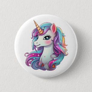 Einhorn-Illustration im Cartoon-Stil Button