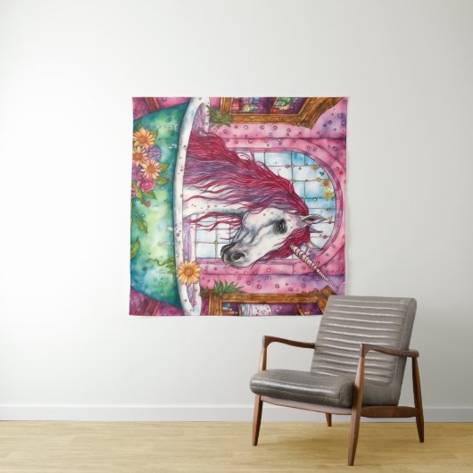 Einhorn im Bathtub-Band Wandteppich (Beispiel (Horizontal))