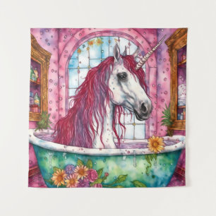 Einhorn im Bathtub-Band Wandteppich