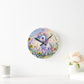 Einhorn im Blumengarten Personalisierte Uhr (Zuhause)