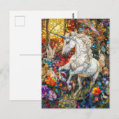 Einhorn im Blumengarten Postkarte (Vorne/Hinten)