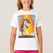 Einhorn im farbenfrohen Wasserfall T-Shirt (Vorderseite)