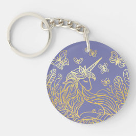 Einhorn im Garten Gold Schlüsselanhänger