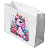 Einhorn im Garten Große Geschenktüte (Rückseite Schrägansicht)