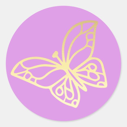 Einhorn im Gartenschmetterling 1 Gold Runder Aufkleber (Vorderseite)