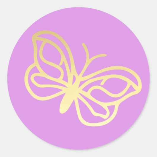 Einhorn im Gartenschmetterling 2 Gold Runder Aufkleber (Vorderseite)