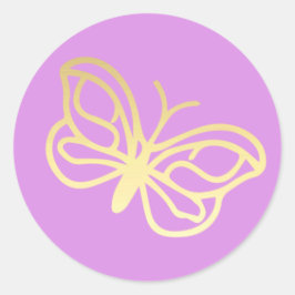 Einhorn im Gartenschmetterling 2 Gold Runder Aufkleber